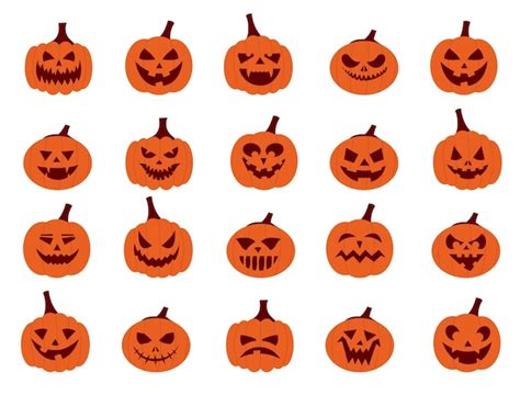 Caras De Calabaza Personajes De Jack De Halloween De Dibujos Animados