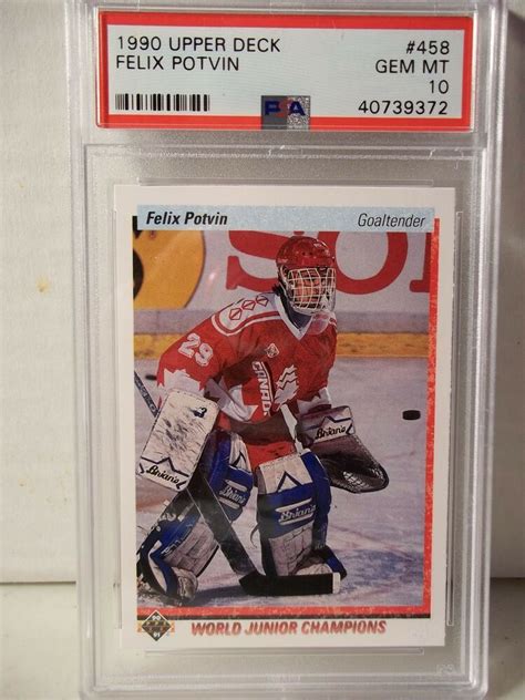 1990 Upper Deck Felix Potvin Rookie Psa Gem Mint 10 Hockey Card 458