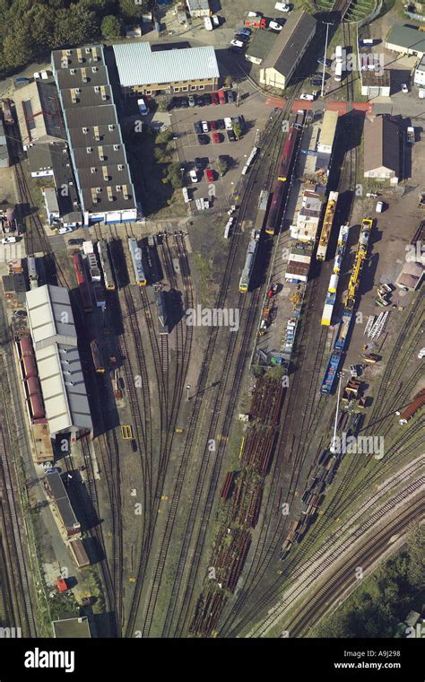 Aerial View Of A Train Depot And Railway Goods Yard Stock Photo