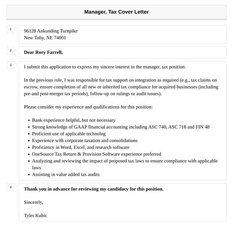 Manager Tax Cover Letter Velvet Jobs