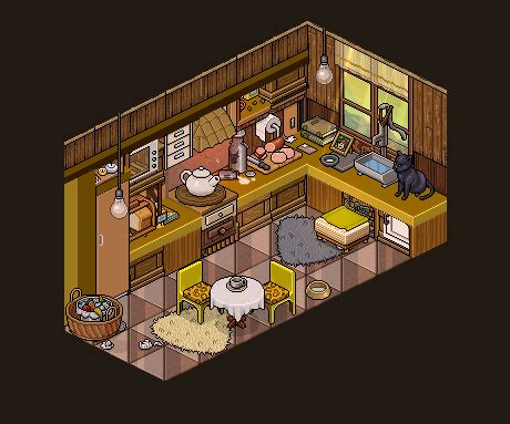 Vintage Habbo Kitchen Pixel Art Background Pixel Art Design Cartoon