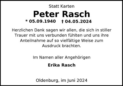 Traueranzeigen Von Peter Rasch Nordwest Trauer De