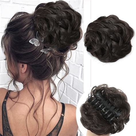 Messy Hair Bun Hairpiece For Women Clip In Claw Hair Pieces Synthetic