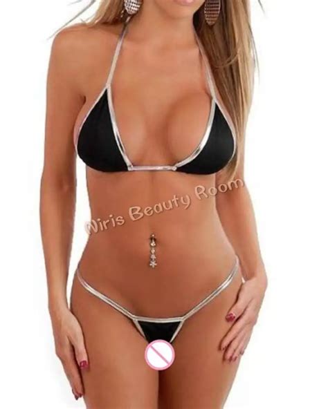 Bia Y Czarny Hot Sexy Mini Mikro Bikini Pc G Rny I Dolny Stringi G