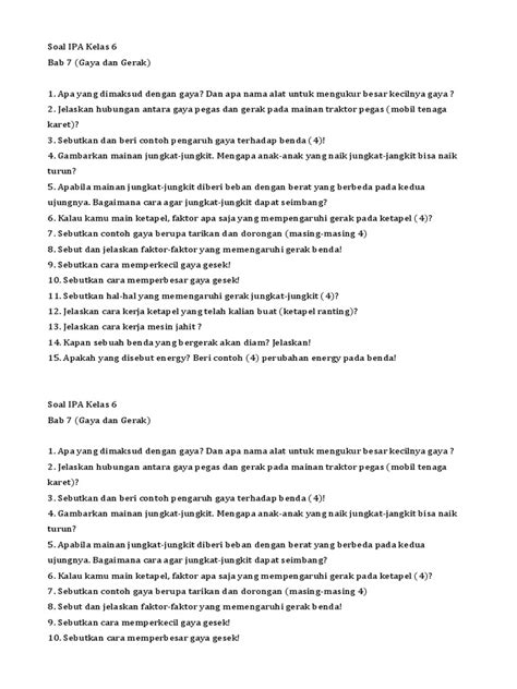 Soal Ipa Kelas 6 Pdf