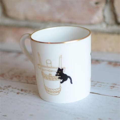 [MUG (CUP)] OKURA ART CHINA LUCKY BLACK CAT MUG PART-1 | CERAMICS | Mugs, Porcelain, Cat mug