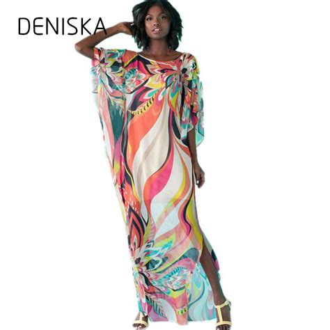 DENISKA Femmes D été Boho Plage Caftan Robe Bohème Imprimé floral Lâche