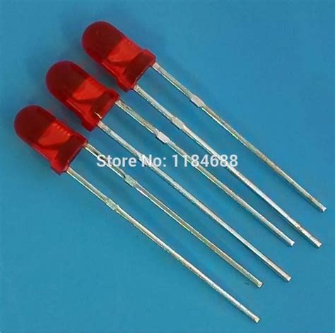 Free Shipping Pcs Lot Mm Super Bright Round Diffused Red Led