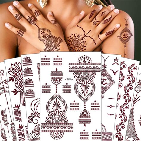 Amazon Xmasir Sheets Brown Henna Tattoo Kit Waterproof Henna