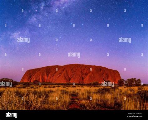 Milky Way over Uluru. Milky Way in the night sky over Uluru (Ayers Rock ...