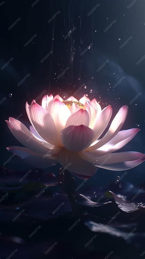 Premium AI Image | A pink lotus flower with a gold leaf on the bottom.