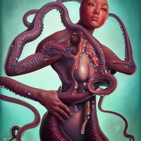 Lofi Biopunk Full Body Portrait With A Giant Octopus Stable Diffusion