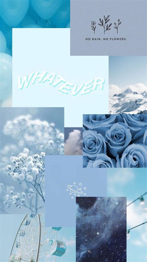 Free blue aesthetic collage iPhone wallpaper images for lockscreen ...