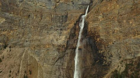 Amazing Aerial View Of Takakkaw Falls In Yoho National Park Stock