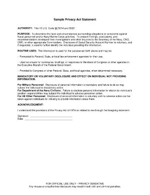 Sample Privacy Act Statement Fill And Sign Printable Template Online