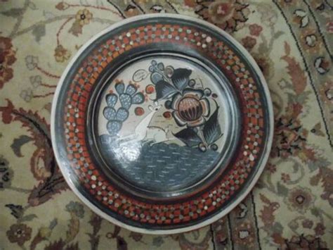 Vintage Mexican Pottery Tonala Mexico Deer Platter Tray Signed J