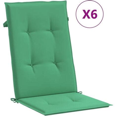 SKM Coussins De Chaise De Jardin 6 Pcs Vert 120x50x3 Cm