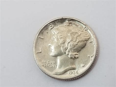 1936 Mercury Dime Uncirculated Full Bands Property Room