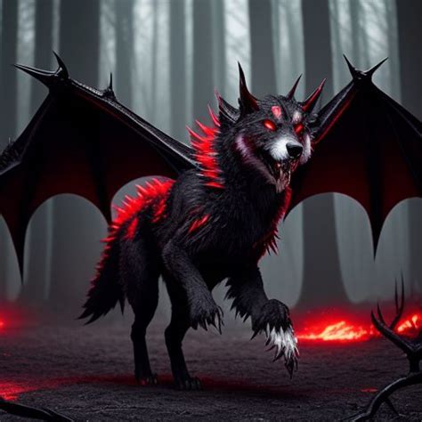 Black Demon Wolf With Wings