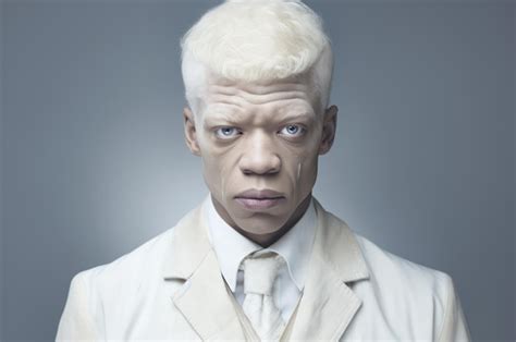 Premium AI Image | AfricanAmerican albino brutal serious man with fair ...