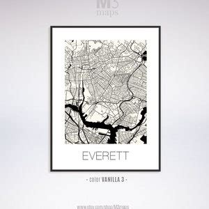 Everett Massachusetts Everett MA Map Everett Map Everett - Etsy