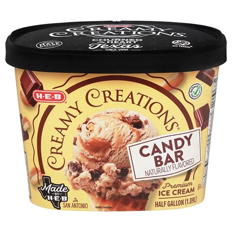 H E B Select Ingredients Creamy Creations Candy Bar Ice Cream Half