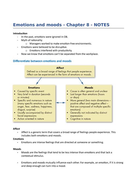 Emotions And Moods Chapter 8 Notes Emotions And Moods Chapter 8