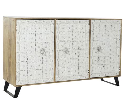 Buffet Meuble De Rangement En Bois De Manguier Coloris Naturel Blanc