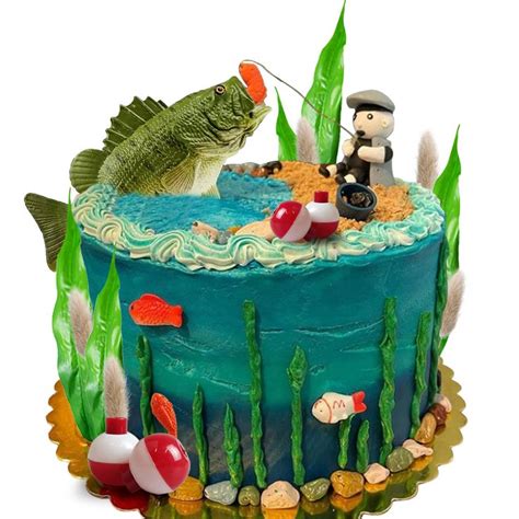 Pcs Gone Fishing Cake Topper Fisherman Fish Cake Decoration For