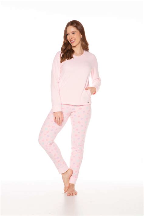 Pijama Feminino Soft Rosa Longo Inverno Senilha Pijamas