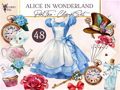 Alice In Wonderland Clipart Alice Clip Art Watercolor Alice