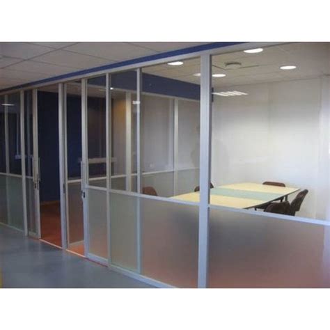 White Aluminium Frame Rectangular Aluminum Office Partition Thickness 6 8 Mm Frame At Rs