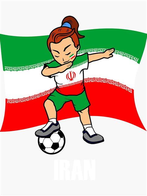 "Dabbing Soccer Girl Iran Soccer Jersey Shirt Iranian Flag" Sticker for Sale by CreativeStrike ...