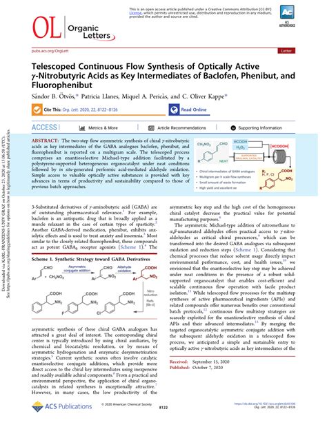 PDF Telescoped Continuous Flow Synthesis of Optically Active γ