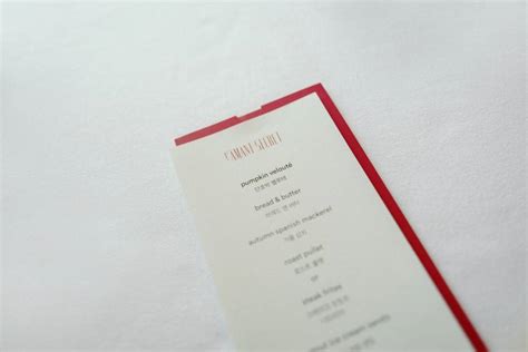 Menu At LAmant Secret Restaurant Seoul