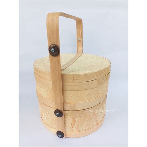 Jual Rantang Bambu 25 X 25 Cm Tempat Penyimpanan Makanan Perlengkapan