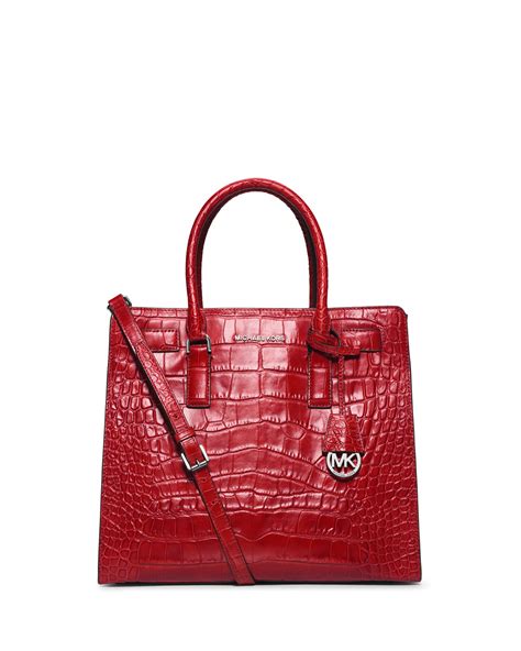 Michael Michael Kors Dillon Large Croc Embossed Tote Bag In Red Lyst