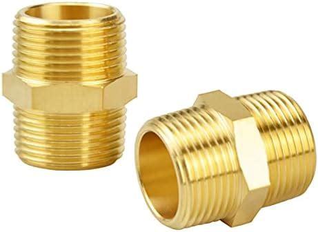 FullMayPro 2PCS Brass Pipe Fitting Brass Hex NippleEqual Connectors 1