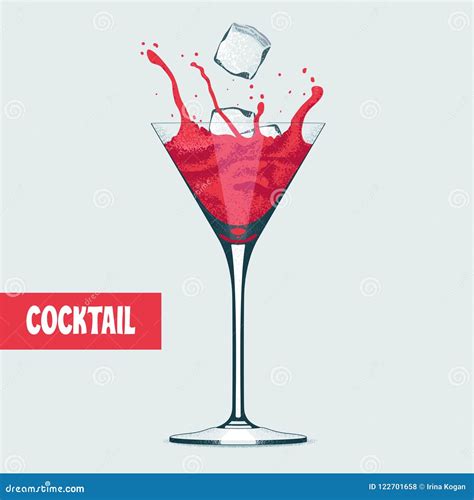 Martini Glass with Cosmopolitan Cocktail Vector Stock Vector ...