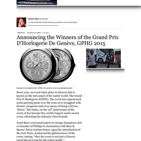 Forbes Announcing The Winners Of The Grand Prix D Horlogerie De