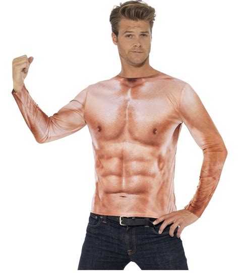 Realistic Muscle Top Long Sleeved Mens T Shirt Funny Fancy Dress EBay