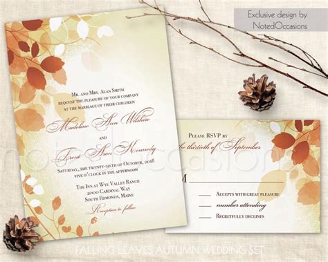 Fall Wedding Invitations Leaves, Printable Fall Invite Rystic Fall ...