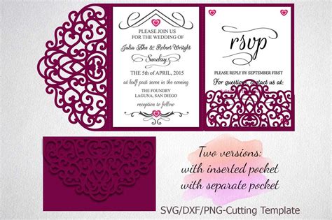 Tri Fold Wedding Invitation Pocket Envelope SVG Template, Tri Fold By ...