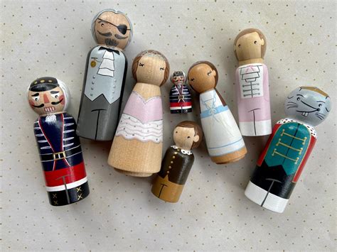 Nutcracker Peg Doll Set Etsy