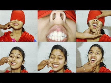 Blindfold Piggy Nose Massage And Pulling Challange With Open Mouth