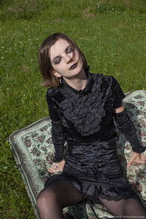 Gothic Beauty Lady Phanthom Stripping Spreading Her Furry Pussy Outdoors CoedCherry