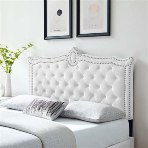 Louisa Tufted Performance Velvet Full Queen Headboard Mod 6324 White 1