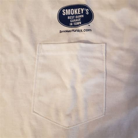 Best Damn Garage In Town Smokey Belongs Yunick White Pocket T Shirt L