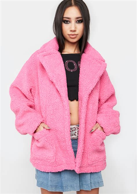 Teddy Jacket Coat - Pink | Dolls Kill