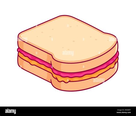 Dessin Sandwich Pbj Pain Grill Blanc Au Beurre De Cacahu Te Et